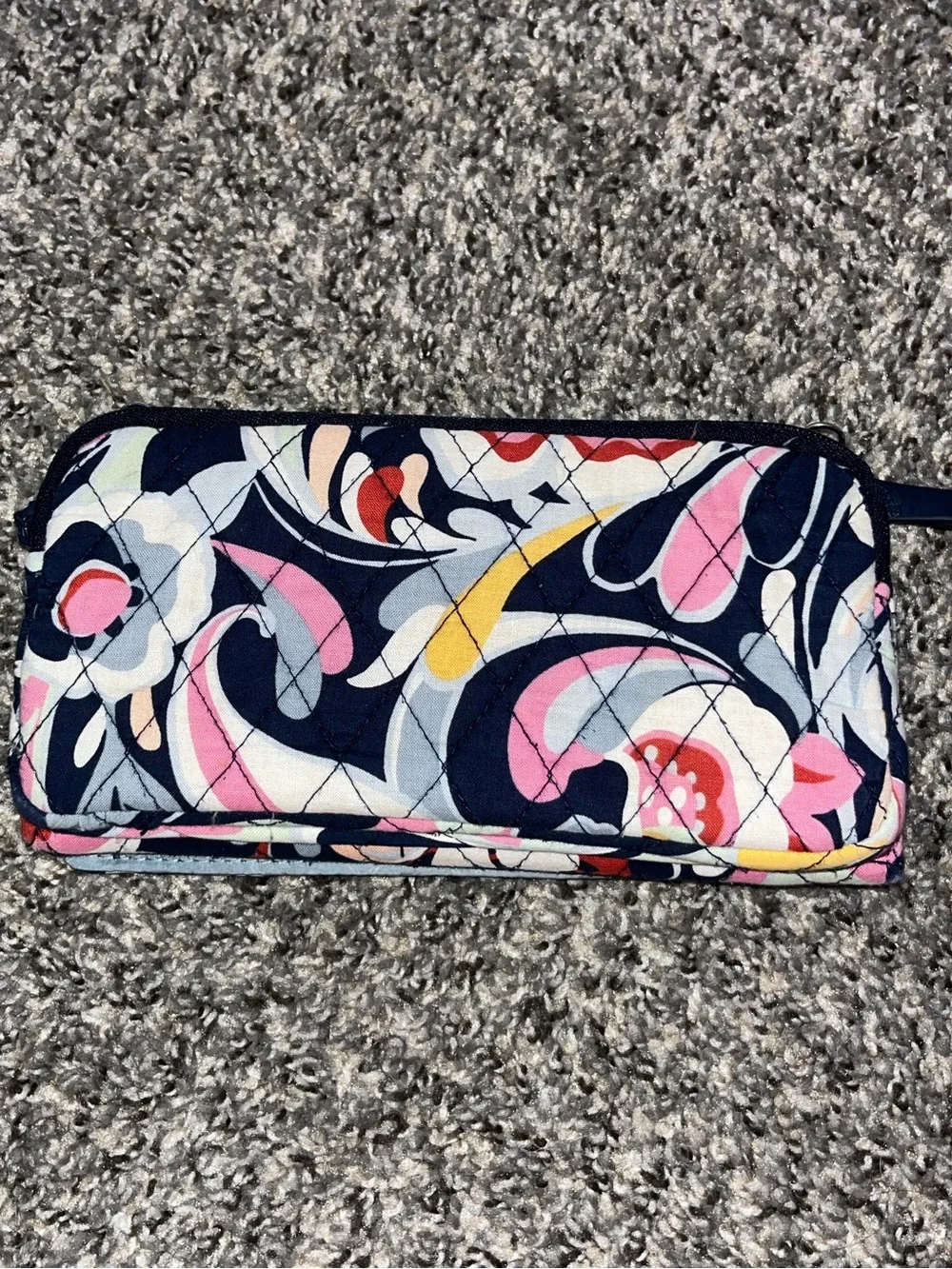 Vera Bradley Navy Floral Quilted Wristlet